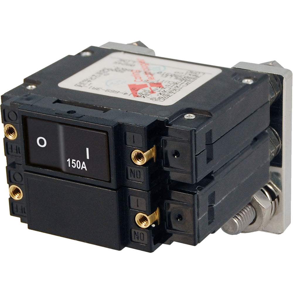 Blue Sea 7475 C-Series Flat Rocker Circuit Breaker, Single and Double Pole, 150 Amp, Magnetic Hydraulic, 80 Volts DC.