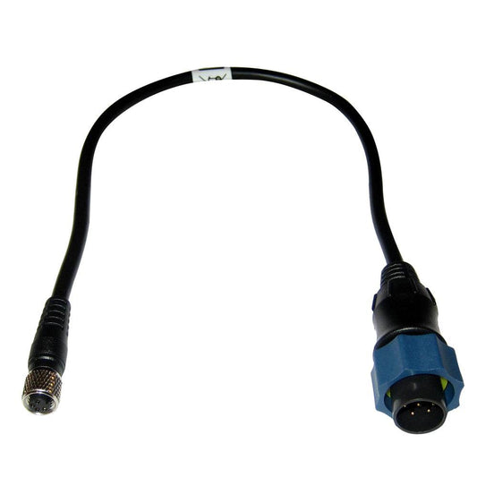 Minn Kota MKR-US2-10 Lowrance/Eagle Blue Adapter Cable with waterproof connectors for sonar compatibility.