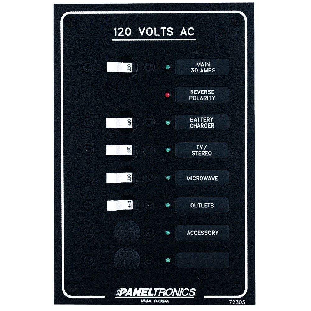 Paneltronics Standard AC 6 Position Breaker Panel with LEDs and 30 AMP Main