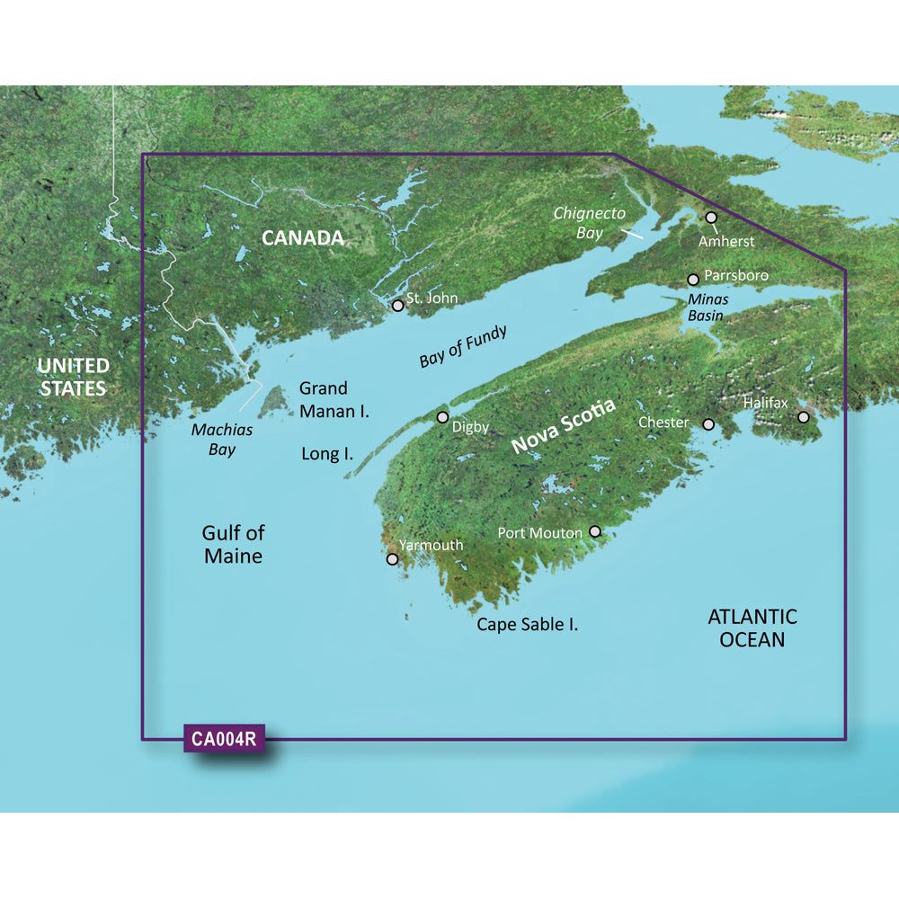 Garmin BlueChart g3 Vision HD VCA004R Bay of Fundy map coverage.