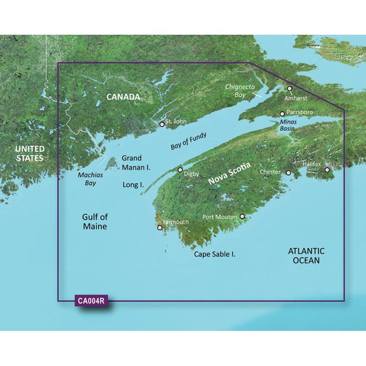 Garmin BlueChart g3 Vision HD VCA004R Bay of Fundy map coverage.