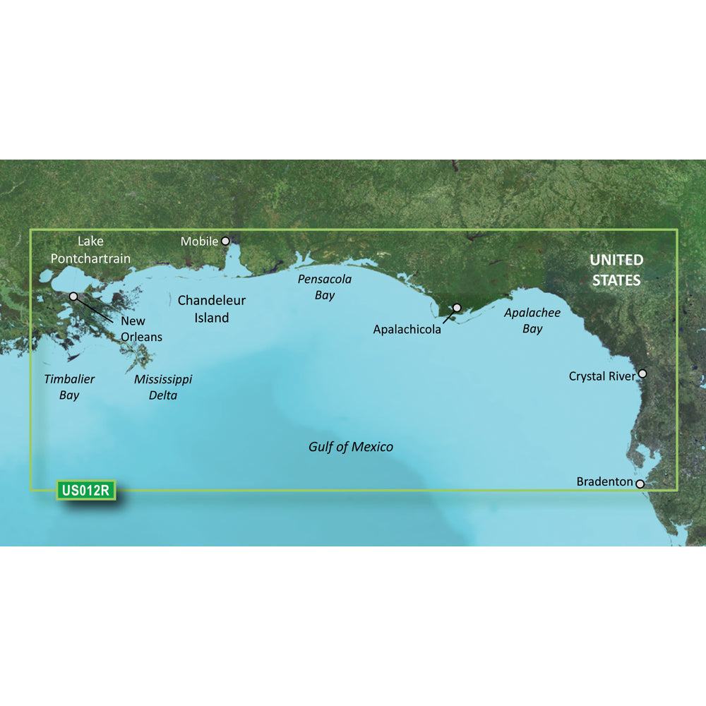 Garmin BlueChart g3 Vision HD map of Tampa to New Orleans on microSD/SD, featuring detailed coastal navigation charts.