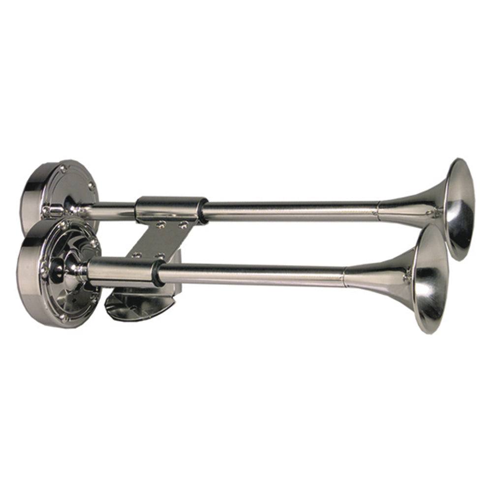 Schmitt Marine Deluxe All-Stainless Shorty Dual Trumpet Horn - 12V [10012] - Sea & Tech Outfitters Florida, LLC