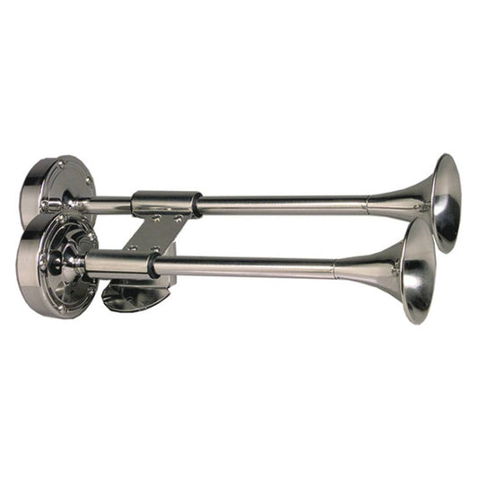 Schmitt Marine Deluxe All-Stainless Shorty Dual Trumpet Horn - 12V [10012] - Sea & Tech Outfitters Florida, LLC