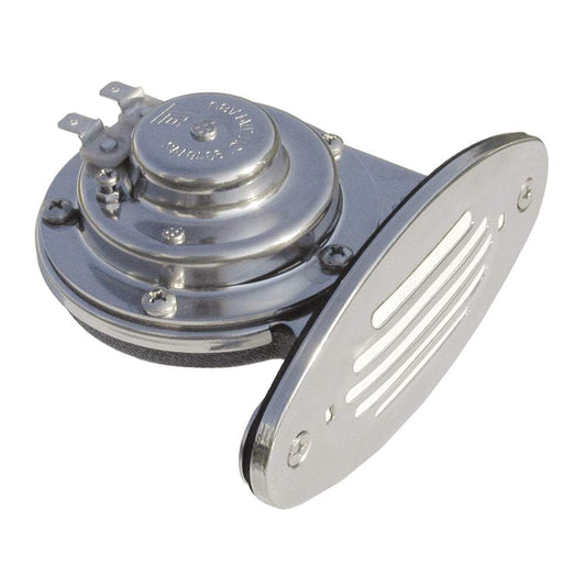 Schmitt Marine Mini Stainless Steel Single Drop-In Horn w/Stainless Steel Grill - 12V Low Pitch [10050] - Sea & Tech Outfitters Florida, LLC