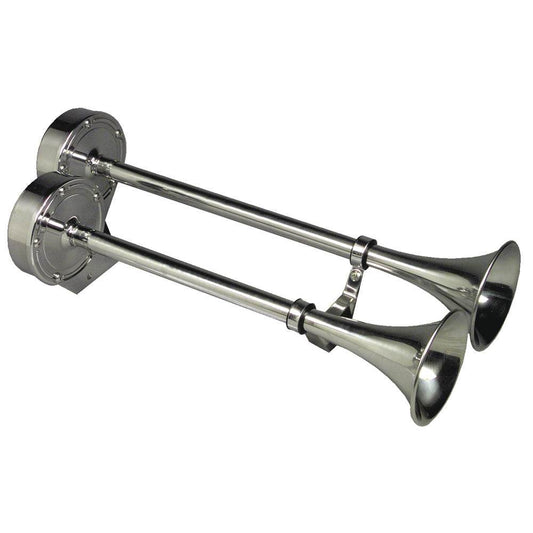 Schmitt Marine Deluxe All-Stainless Dual Trumpet Horn - 24V [12428] - Sea & Tech Outfitters Florida, LLC