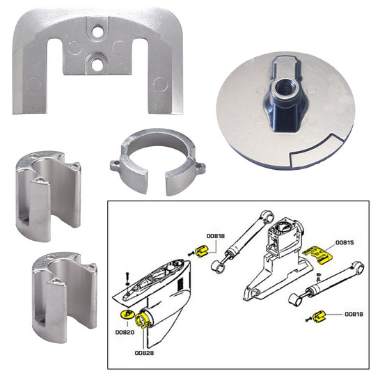 Tecnoseal Anode Kit w/Hardware - Mercury Bravo 1 - Aluminum [20803AL] - Sea & Tech Outfitters Florida, LLC