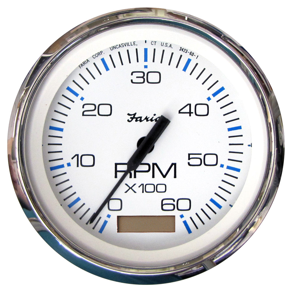 Faria Chesapeake White SS 4" Tachometer w/Hourmeter - 6000 RPM (Gas)(Inboard) [33832] - Sea & Tech Outfitters Florida, LLC
