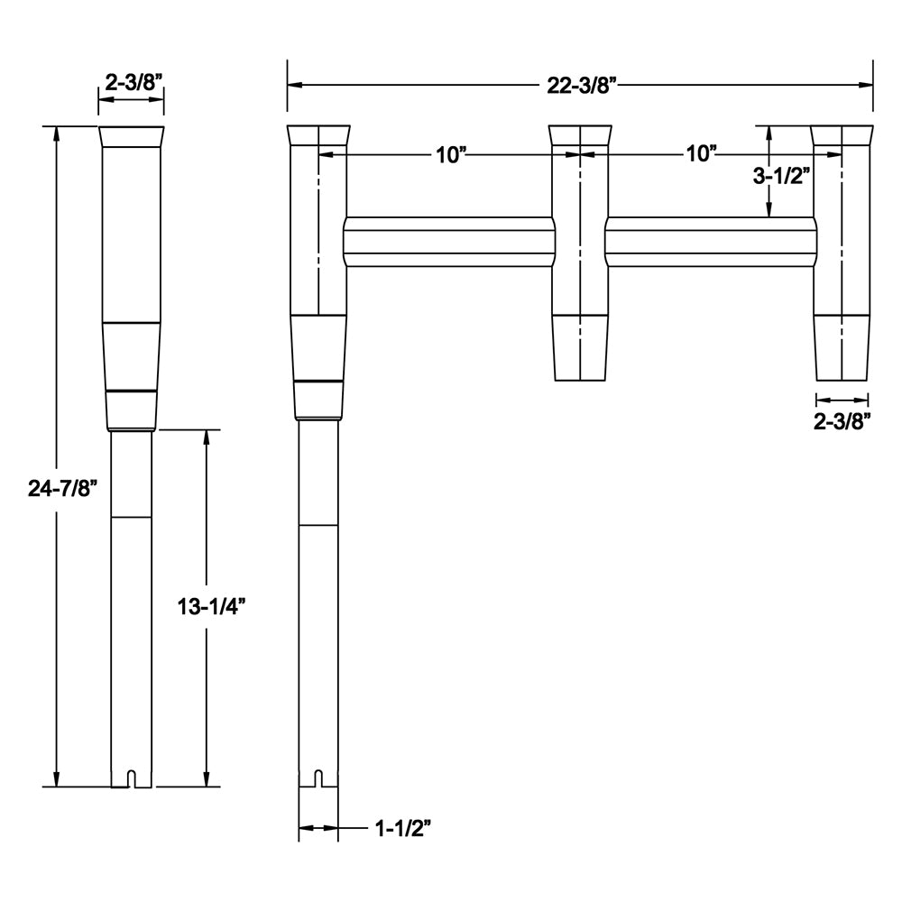 TACO Deluxe Trident Rod Holder Cluster Offset [F31-0781BXY-1] - Sea & Tech Outfitters Florida, LLC