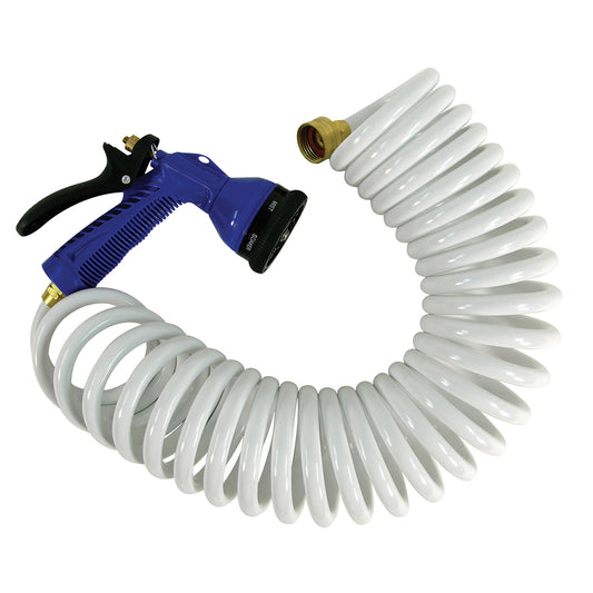 Whitecap 15 White Coiled Hose w/Adjustable Nozzle [P-0440] - Sea & Tech Outfitters Florida, LLC