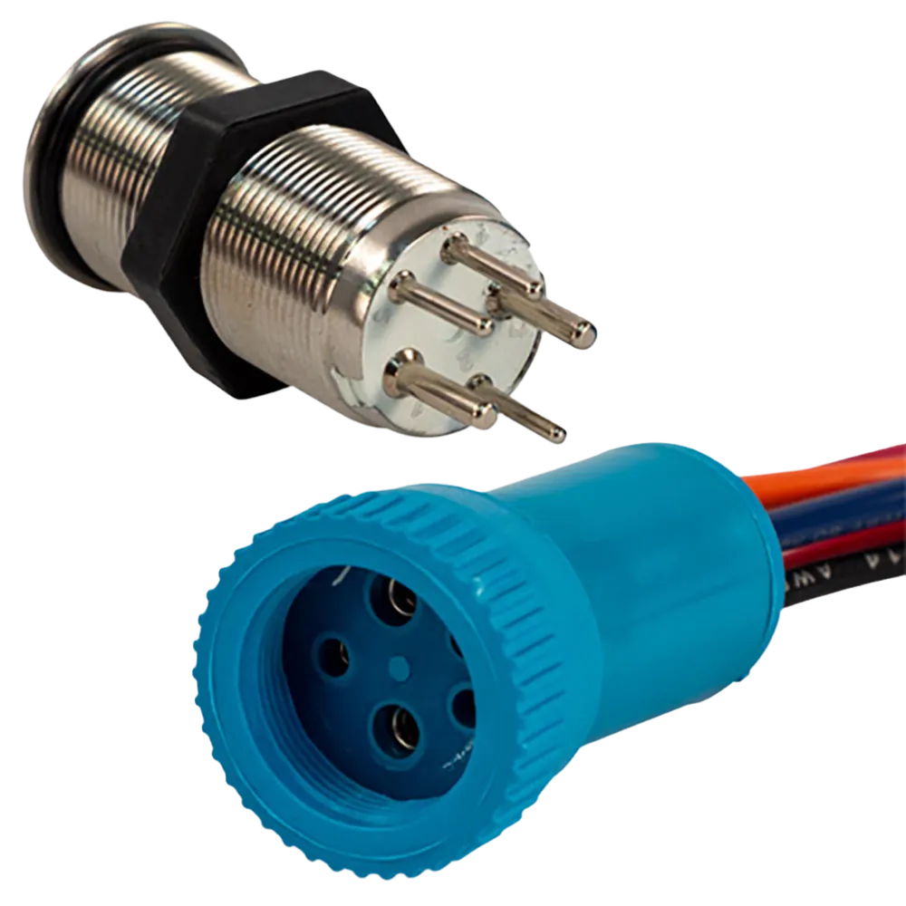Bluewater 19mm Push Button Switch - Off/(On)/(On) Double Momentary Contact - Blue/Green/Red LED - 1' Lead [9057-2123-1]